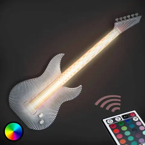 Nástenné svietidlá Tagwerk Rockové nástenné LED svietidlo Gitara 3D tlačiarne