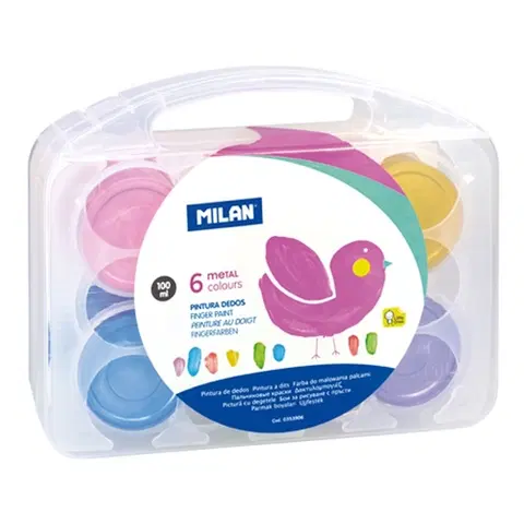Hračky MILAN - Farby vodové prstové MILAN - 6 metalických farieb, 100 ml