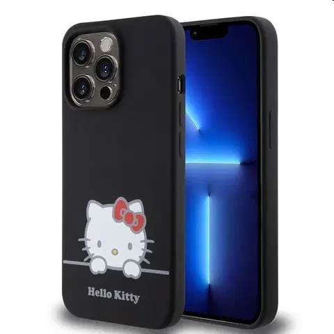 Puzdrá na mobilné telefóny Zadný kryt Hello Kitty Liquid Silicone Daydreaming Logo pre Apple iPhone 13 Pro, čierne 57983116912