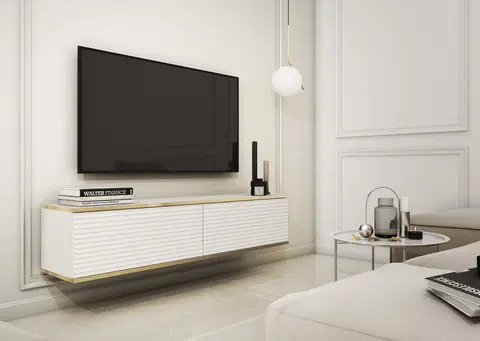TV stolíky ORLANDO luxusná TV skrinka 135, MDF biela