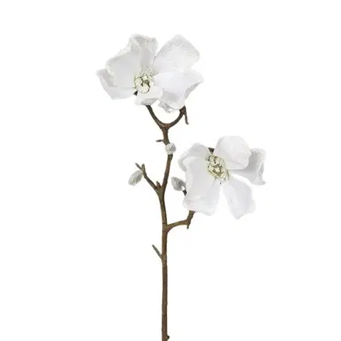 Kvety Umelá zasnežená Magnólia biela, 49 cm