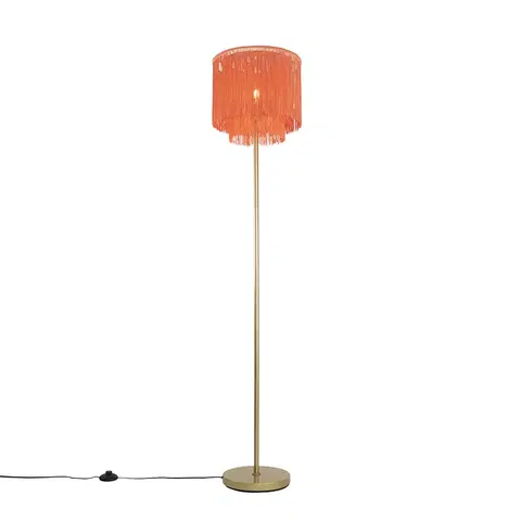 Stojace lampy Orientálna stojaca lampa zlatoružového odtieňa s okrajmi - Franxa