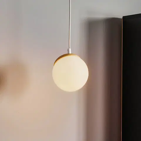 Závesné svietidlá Eko-Light Závesná lampa Sfera 1-plameňová sklo/drevo svetlé