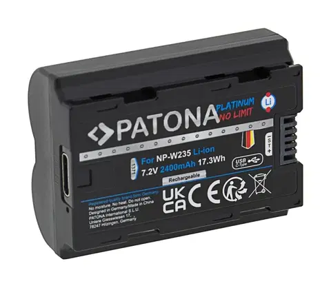 Predlžovacie káble PATONA PATONA - Aku Fuji NP-W235 2400mAh Li-Ion Platinum USB-C nabíjanie X-T4 