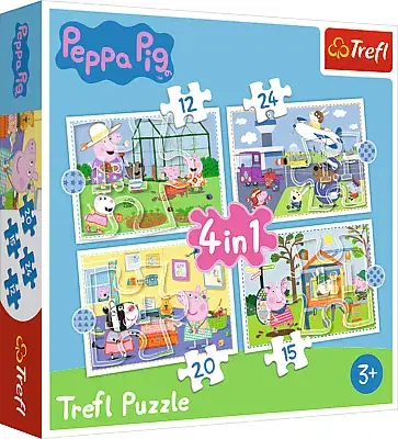Hračky puzzle TREFL - Puzzle 4v1 - Spomienka na prázdniny / Peppa Pig