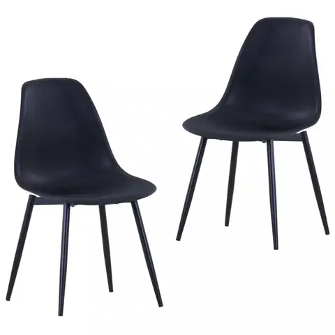 Jedálenské stoličky a kreslá Jedálenská stolička 2 ks plast / kov Dekorhome Čierna