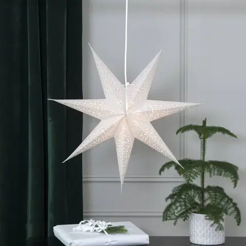 Vianočné svetelné hviezdy STAR TRADING Hviezda Blinka papier bez osvetlenia Ø 60 cm biela