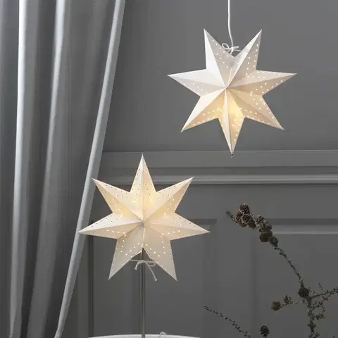 Vianočné svetelné hviezdy STAR TRADING Papierová hviezda Bobo, 7-cípa v bielej Ø 34 cm