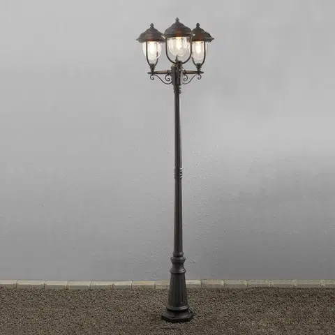 Verejné osvetlenie Konstsmide Stĺpové svietidlo Parma 3-plameňové v čiernej