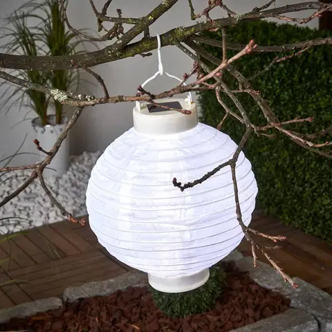 Solárne dekoračné osvetlenie STAR TRADING Solárny LED lampión Jerrit 20 cm, biely