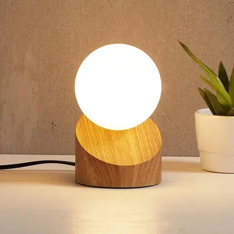 Lampy na nočný stolík NOWA GmbH Stolná LED lampa Alisa podstavec drevený vzhľad