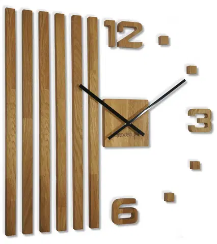 Hodiny Drevené dubové nástenné hodiny Lamele 60cm FlexiStyle z230