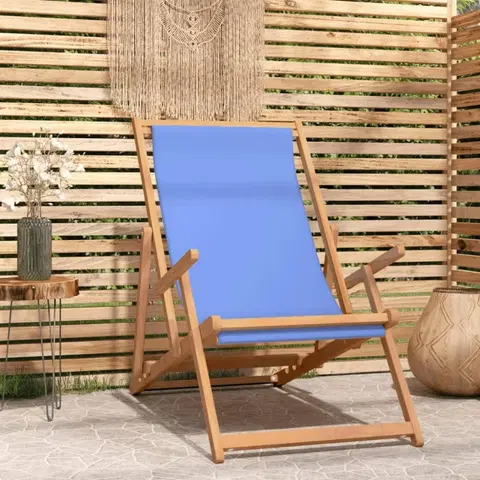 Záhradné lehátka Skladacie plážové kreslo Dekorhome Modrá