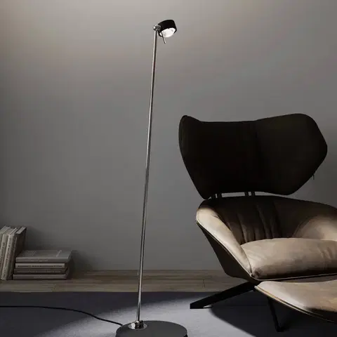 Stojacie lampy Top Light Puk! 80 Floor LED šošovky číre/matné čierna/chróm