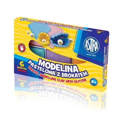 Kreatívne a výtvarné hračky ASTRA - ASTRA pastelová plastelína s brokátom 6 farieb