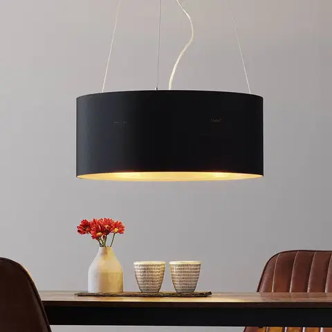 Závesné svietidlá EGLO Textilná závesná lampa Lecio, 53 cm čierna