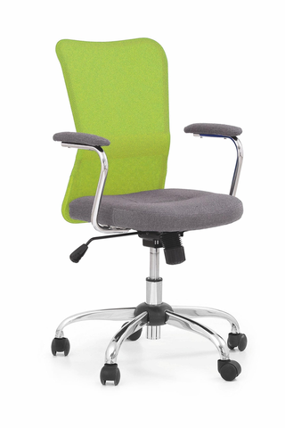 Kancelárske stoličky HALMAR Andy detská stolička na kolieskach s podrúčkami zelená / sivá