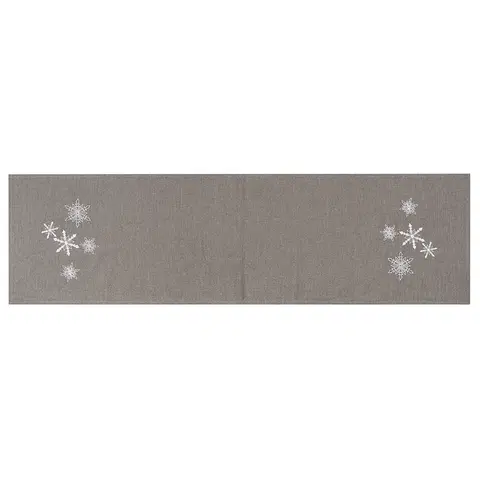 Obrusy BO-MA Trading Vianočný behúň Vločky sivá, 40 x 140 cm