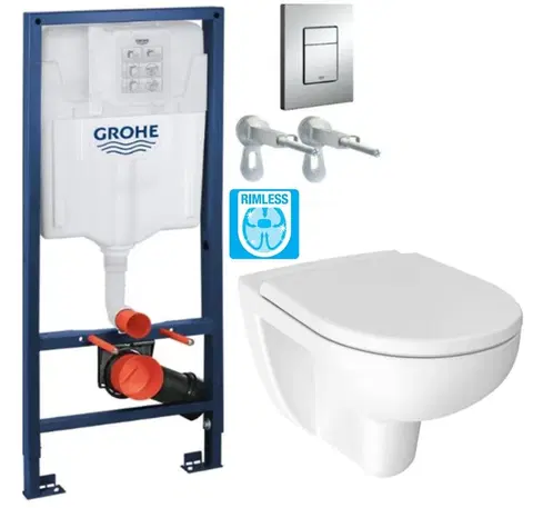 Záchody Rapid SL pre závesné WC 38528SET s chrómovou doskou + WC JIKA LYRA PLUS RIMLESS + SEDADLO duraplastu 38772001 LY1
