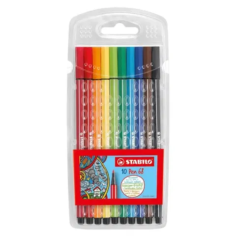 Hračky STABILO - Fixy vláknové Pen 68, 10 farieb 1 mm