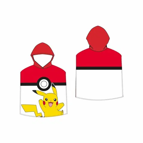 Uteráky Detské pončo Pokémon Pokéball a Pikachu, 50 x 115 cm
