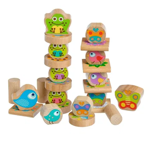 Drevené hračky LUCY & LEO - 198 Malí priatelia - drevená balančná hra s predlohami 33 dielov