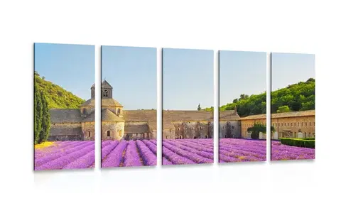 Obrazy kvetov 5-dielny obraz Provensálsko s levanduľovými poľami