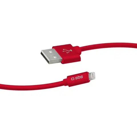 Dáta príslušenstvo SBS silikónový dátový kábel pre iPhone s certifikáciou MFI a dĺžkou 1 meter, červený (Polo Collection) TECABLPOLOLIGR