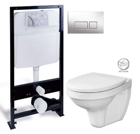Kúpeľňa PRIM - předstěnový instalační systém s chromovým tlačítkem 20/0041 + WC CERSANIT DELFI + SOFT SEDADLO PRIM_20/0026 41 DE2