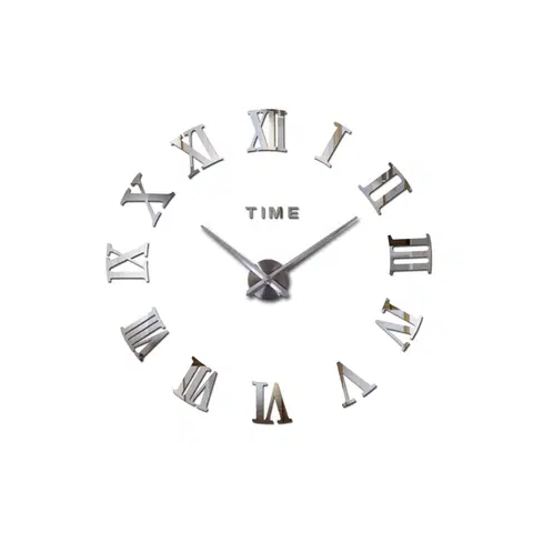 Hodiny 3D Nalepovacie hodiny DIY Clock Roma C2, strieborné S 60-100cm