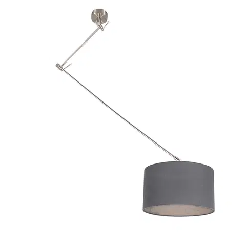 Zavesne lampy Závesné svietidlo oceľové s tienidlom 35 cm tmavošedé nastaviteľné - Blitz I.