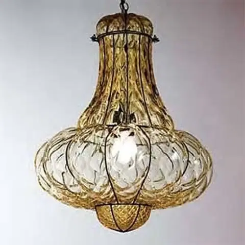 Závesné svietidlá Siru Ručne vyrobená závesná lampa DOGE jantár 53 cm
