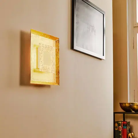 Nástenné svietidlá Eco-Light Nástenné LED svietidlo Window, 32 x 32 cm, zlaté