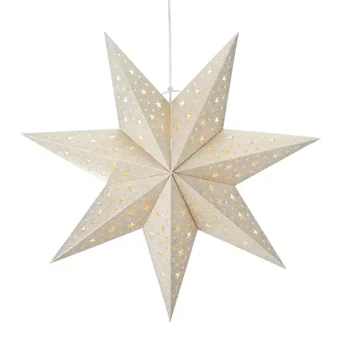 Vianočné svetelné hviezdy Markslöjd Závesná LED hviezda Blank bat. časovač Ø45cm zlatá