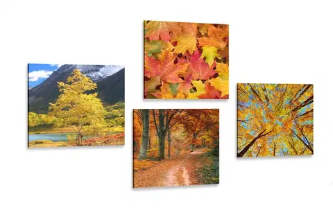 Zostavy obrazov Set obrazov jesenná príroda v nádherných farbách