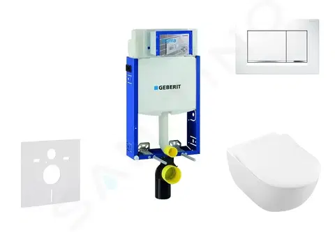 Záchody GEBERIT - Kombifix Modul na závesné WC s tlačidlom Sigma30, biela/lesklý chróm + Villeroy Boch - WC a doska, DirectFlush, SoftClose, CeramicPlus 110.302.00.5 NI5