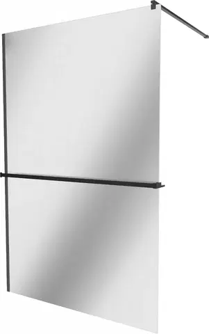 Sprchové dvere MEXEN/S - KIOTO Sprchová zástena WALK-IN s poličkou a držiakom uterákov 70 x 200, zrkadlové 8 mm, čierna - 800-080-121-70-50 800-070-121-70-50