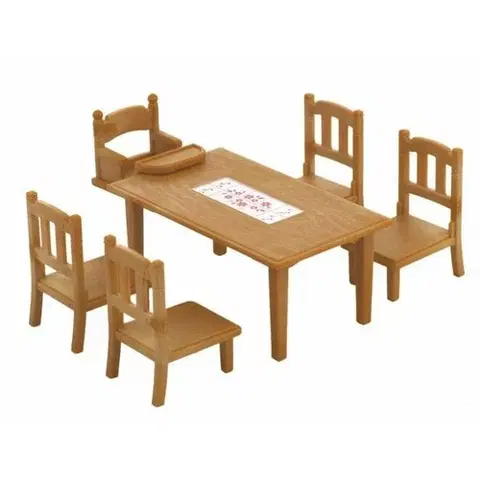 Drevené hračky Sylvanian Families Nábytok - jedálenský stôl so stoličkami