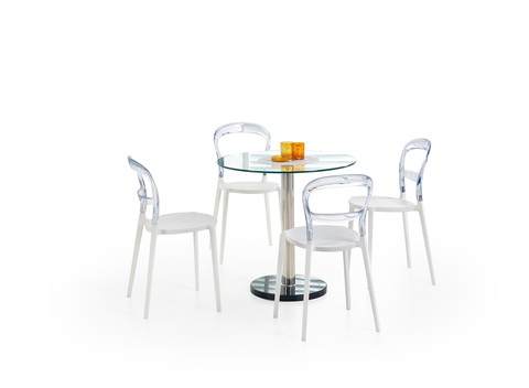Jedálenské stoly HALMAR Cyryl sklenený jedálenský stôl priehľadná / chrómová