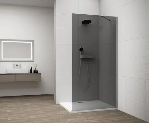 Sprchové dvere POLYSAN - ESCA CHROME jednodielna sprchová zástena na inštaláciu k stene, dymové sklo, 900 mm ES1290-01
