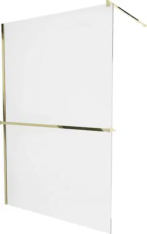 Sprchové dvere MEXEN/S - KIOTO Sprchová zástena WALK-IN s poličkou a držiakom uterákov 70 x 200, transparent 8 mm, zlatá 800-070-121-50-00