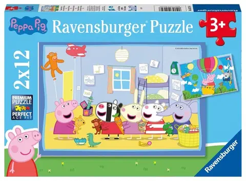 Hračky puzzle RAVENSBURGER - Prasiatko Peppa: Peppovo dobrodružstvo 2x12 dielikov