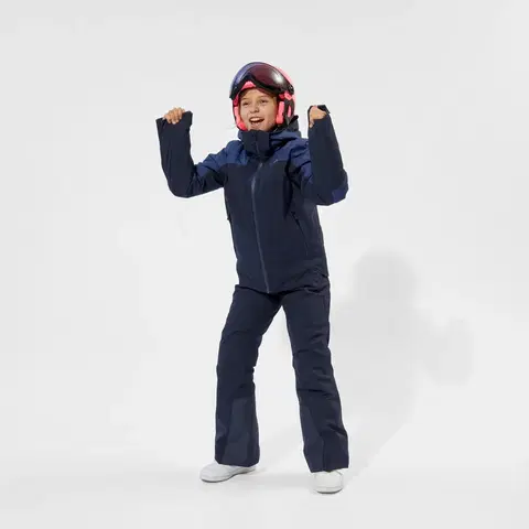 nohavice Detské lyžiarske hrejivé a nepremokavé nohavice PNF 900 tmavomodré
