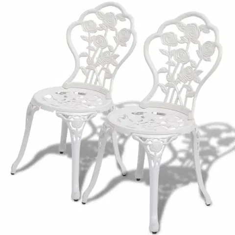 Záhradné kreslá a stoličky Záhradné bistro stoličky 2 ks liaty hliník Biela