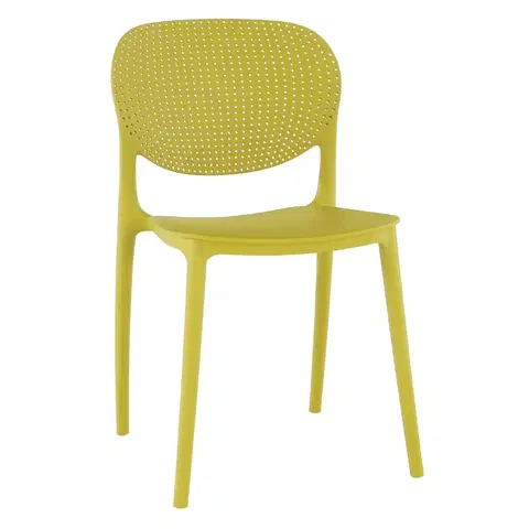 Zahradné stoličky Plastová stolička FEDRA stohovateľná Tempo Kondela Žltá