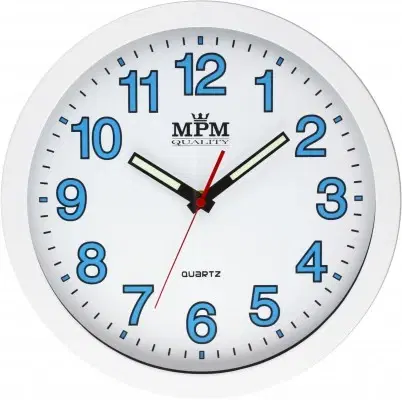 Hodiny Nástenné hodiny MPM, 3104.0000 - biela/biela, 30cm