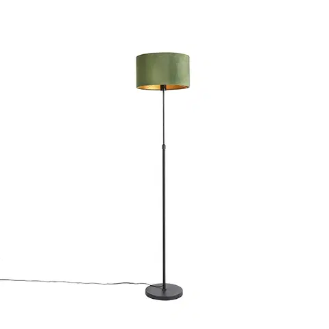 Stojace lampy Stojacia lampa čierna s velúrovým odtieňom zelenej so zlatou 35 cm - Parte