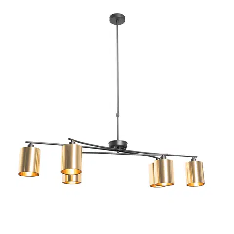 Zavesne lampy Moderné závesné svietidlo čierne so zlatým nastaviteľným 6-svetlom - Lofty