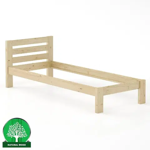 Drevené postele Posteľ borovica LK127–90x200 prírodné