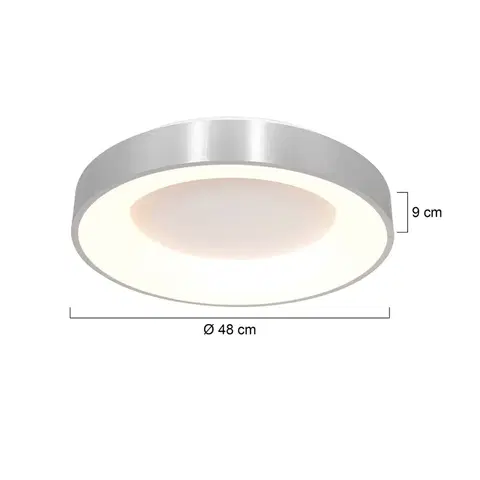 Stropné svietidlá Steinhauer LED stropné svietidlo Ringlede 2 700 K Ø 48 cm strieborná